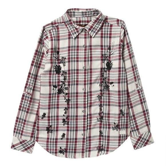 7 For All Mankind Floral Plaid Long Sleeve Shirt (Big Girls) - Picture 2 of 13